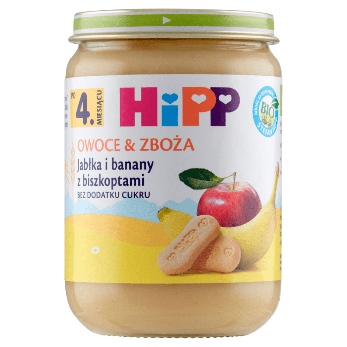 Hipp banany i jabłka z biszkoptami o&z bio 190g
