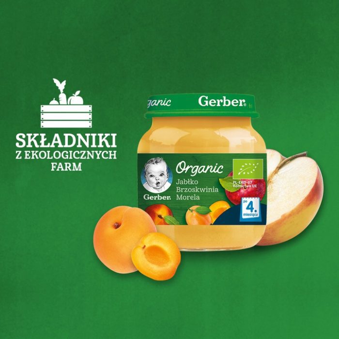 Gerber organic jabł-brzosk-morela 125g x 6 sztuk