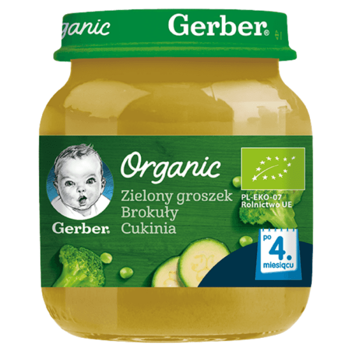 GERBER Organic ziel.groszek-brokuły-cukinia 125g