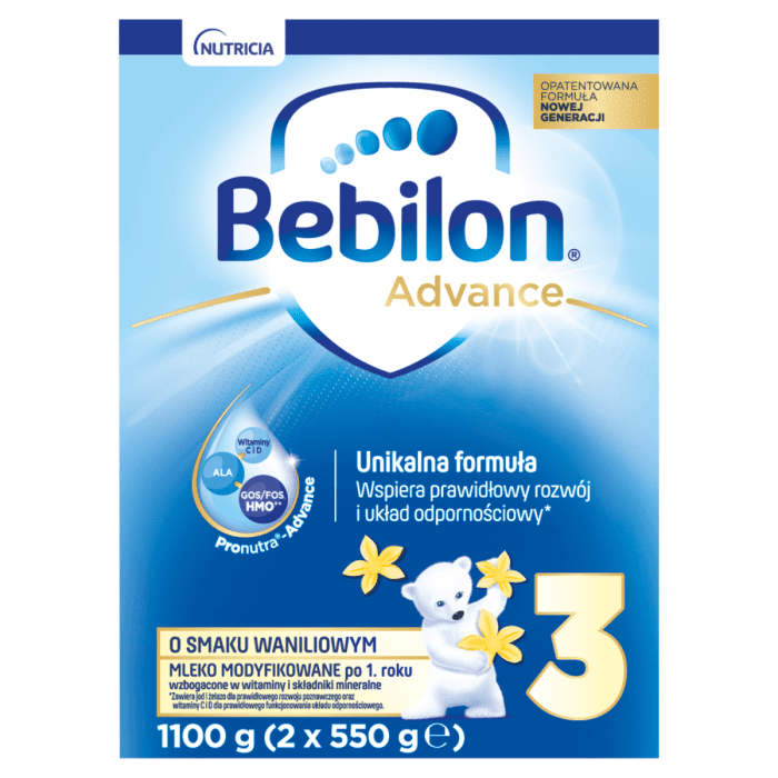Bebilon 3 pronutra-advance mleko modyfikowane po 1. Roku życia o smaku waniliowym 1100 g (2 x 550 g)