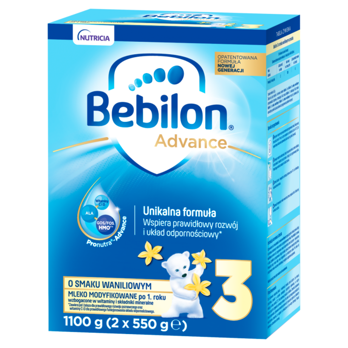 Bebilon 3 pronutra-advance mleko modyfikowane po 1. Roku życia o smaku waniliowym 1100 g (2 x 550 g) kd