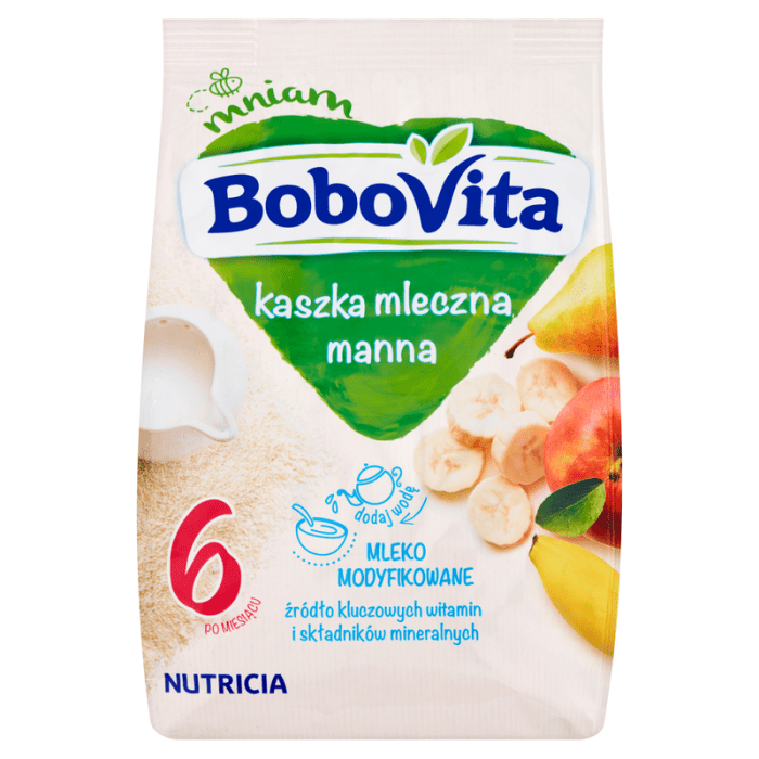 Bobovita kaszka mleczna manna 3 owoce po 6 miesiącu 230 g