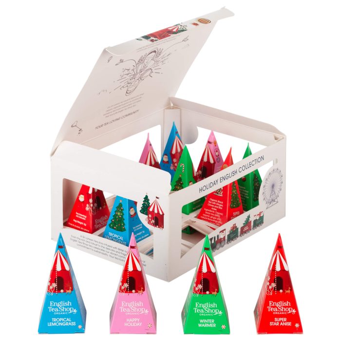 English tea shop świąteczny zestaw 12 piramidek – white prism