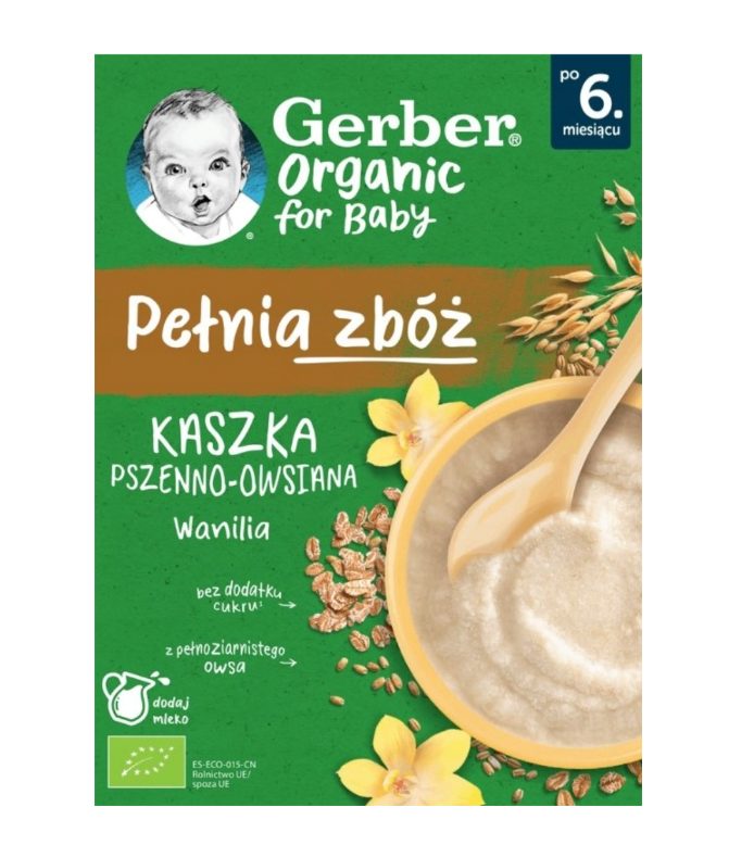 Gerber organic kaszka pszenno-owsiana wanilia. 200g