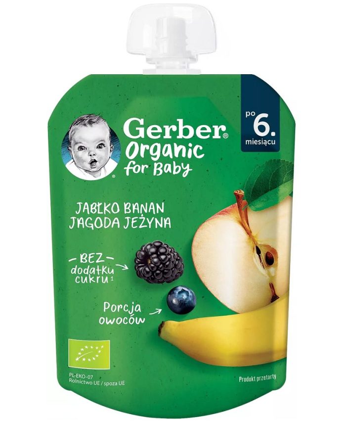 Gerber organic mus jabłko banan jagoda jeżyna 80g