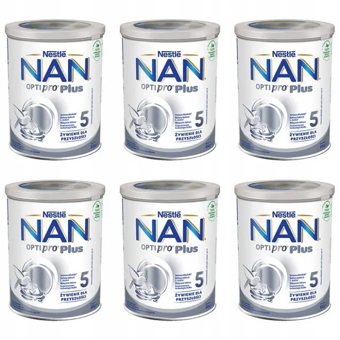 Nestle nan optipro plus 5 produkt na bazie mleka dla małych dzieci 6 x 800g