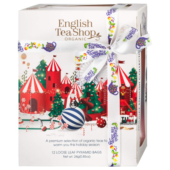 English tea shop świąteczny zestaw 12 piramidek – white prism