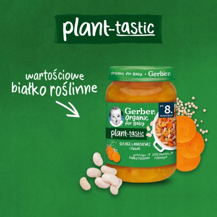 Gerber organic plant-tastic obiadek gulasz z marchewki i fasoli 3x190g