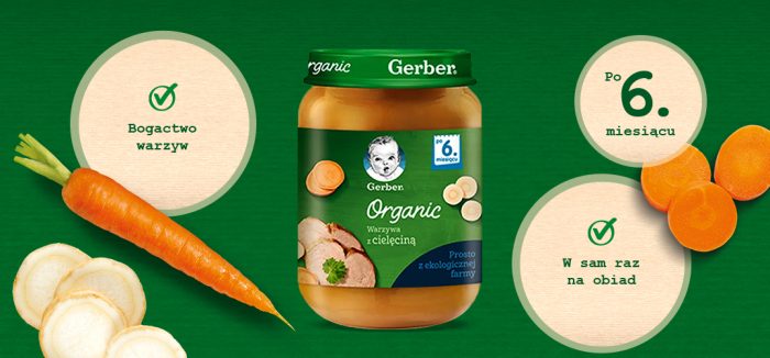 GERBER Organic Warzywa z cielęciną, 190g