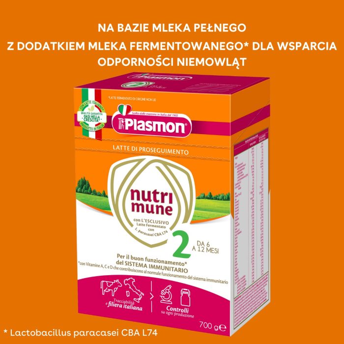 Plasmon nutri-mune 2 mleko następne dla niemowląt po 6. Miesiącu życia 700g
