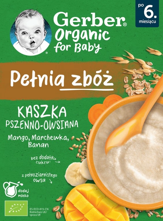 Gerber organic kaszka pszenna mango marchew. 200g