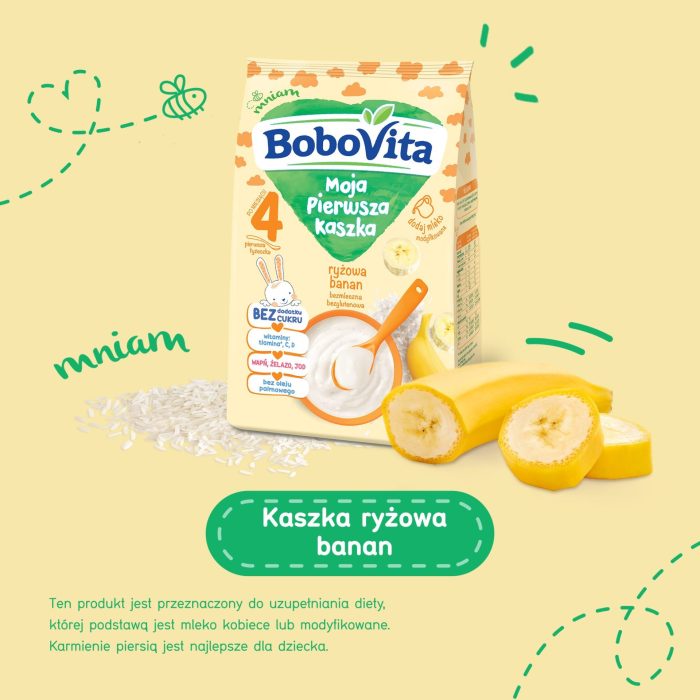 Bobovita kaszka mleczna ryżowa banan 230g - kd