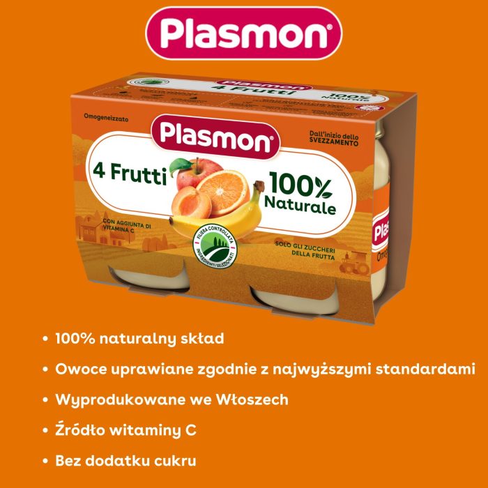 Plasmon deserek cztery owoce 2x104g 3 op.