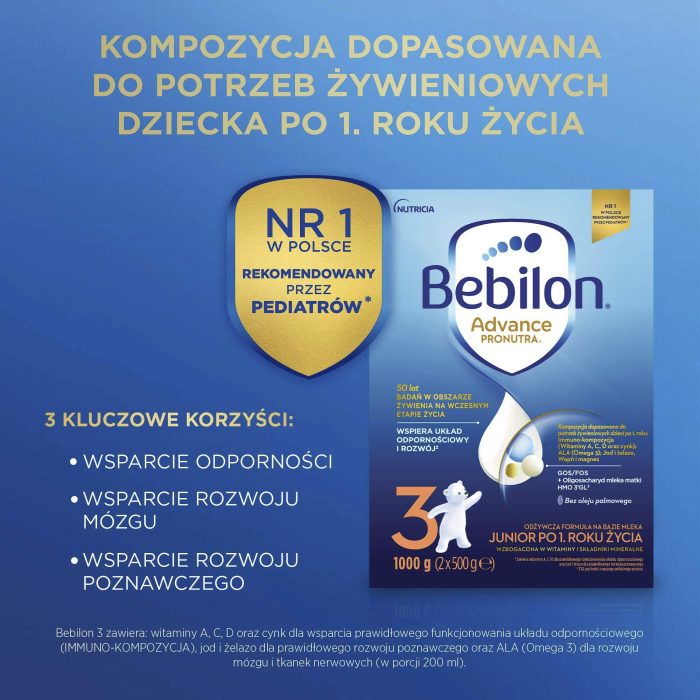 BEBILON 3 Advance Pronutra, mleko następne po 1. roku, 3x1000g