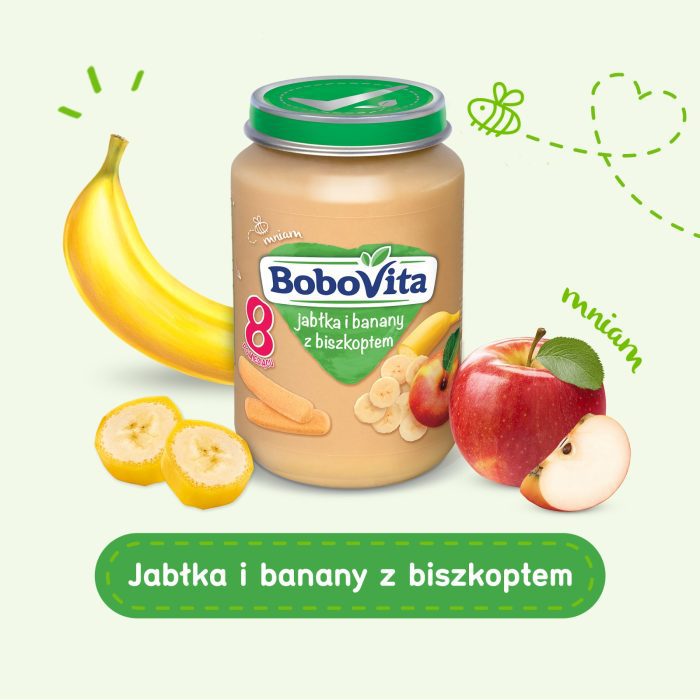 BOBOVITA Jabłka i banany z biszkoptem 3x190g