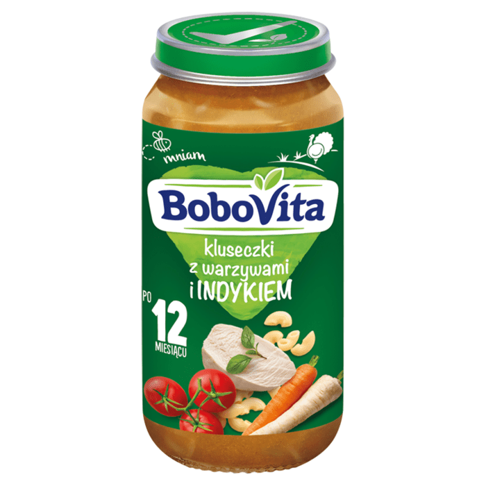 BOBOVITA Kluseczki z warzywami i indykiem, 6X250g