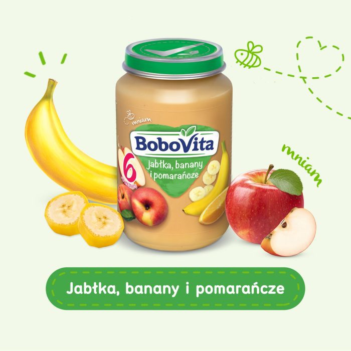 BOBOVITA Jabłka, banany i pomarańcze, 6x190g