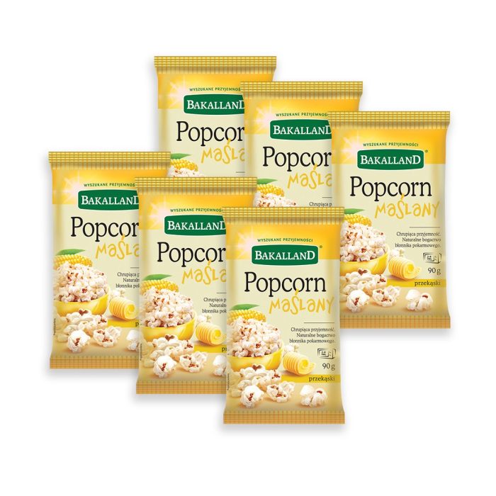 BAKALLAND Popcorn maślany, 6x90g