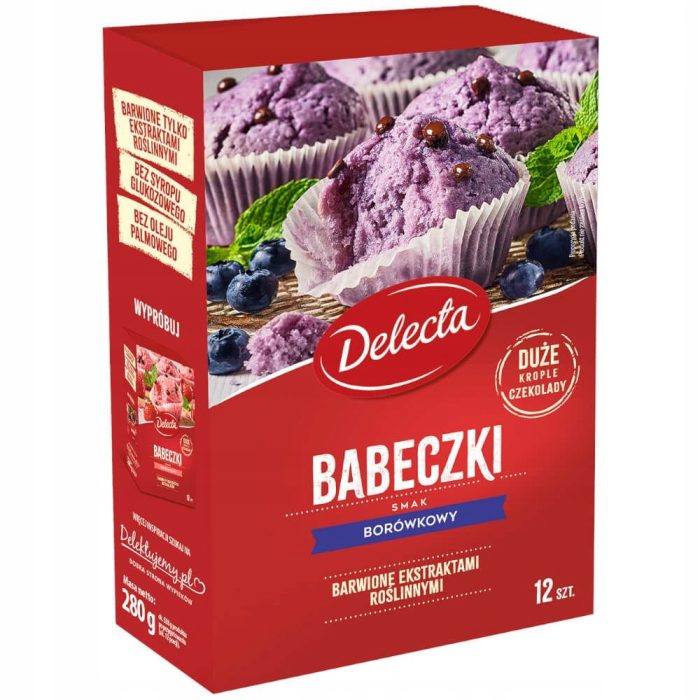 Delecta babeczki smak borówkowy z czekoladą, 280g