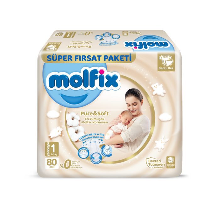 MOLFIX Pure&Soft Pieluszki NEWBORN 1 (2-5 kg) 80 szt.
