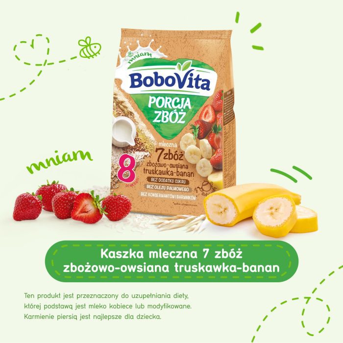 Bobovita 7zbóż porcja zbóż truskawka-banan 210g