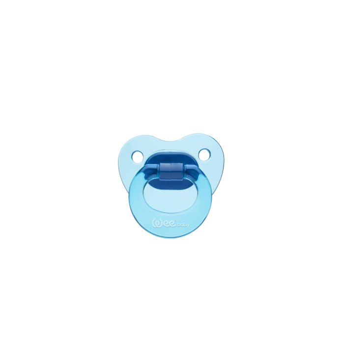 WEE BABY Smoczek ortodontyczny niebieski clear 6m+