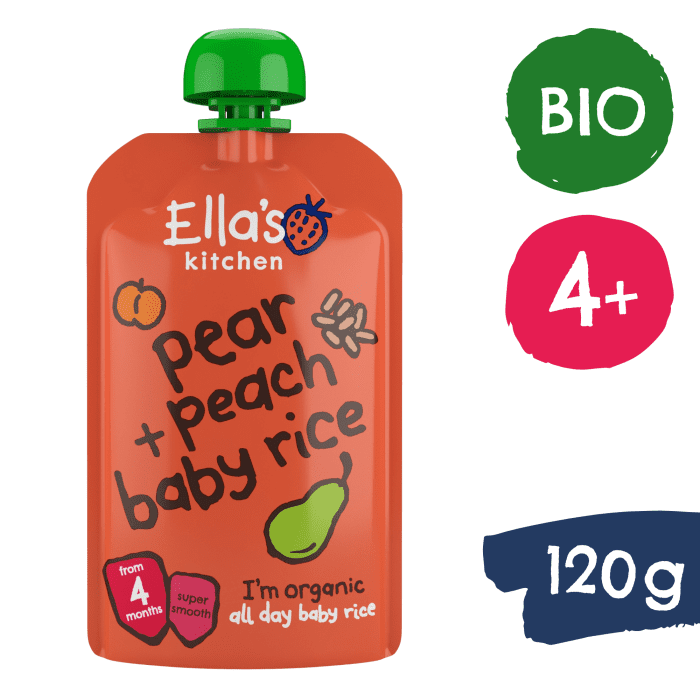 Ella's Bio Baby ryż, gruszka i brzoskwinia (120g)