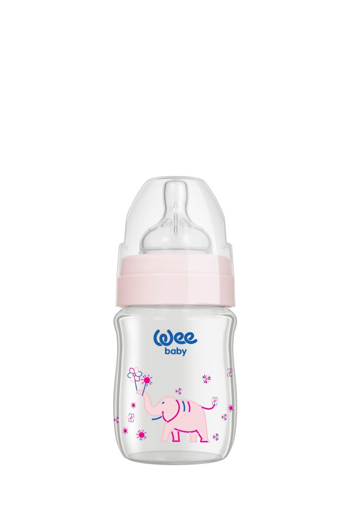 WEE BABY Butelka żaroodporna z szeroką szyjką 120ml 0m+ róż