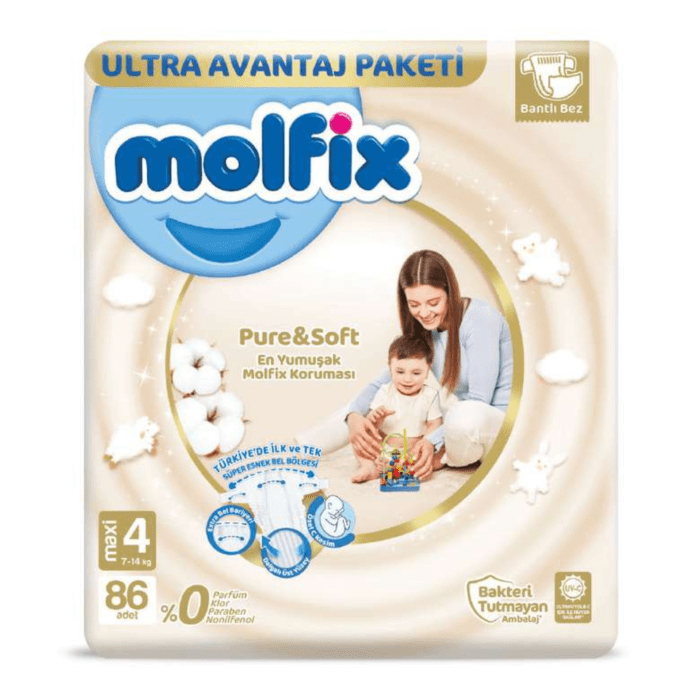 MOLFIX Pure&Soft Pieluszki MAXI 4 (7-14 kg) 86 szt