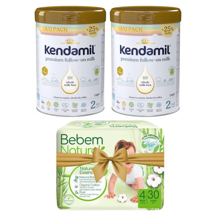 KENDAMIL Premium Follow-on milk 2 (2x 1kg) + 1x BEBEM Pieluszki 4 Maxi