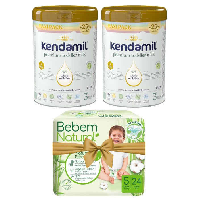 KENDAMIL Premium Toddler Milk 3 (2x 1kg) +1x BEBEM Pieluszki bambusowe 5 JR
