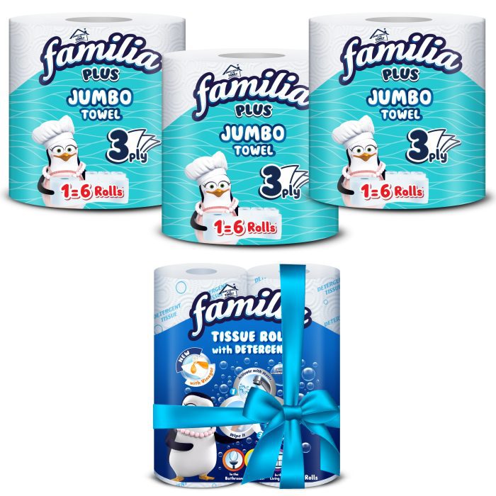 FAMILIA Wytrzymały ręcznik kuchenny jumbo + ręcznik z detergentem gratis