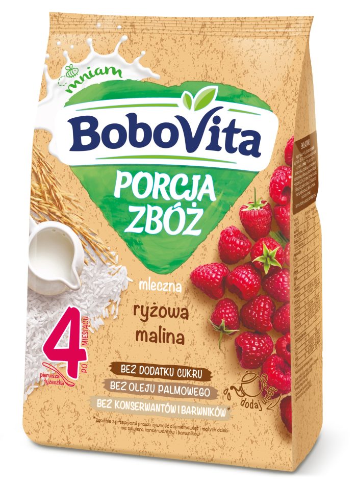 BOBOVITA Kaszka ml-ryż malina bez cukru, 210g