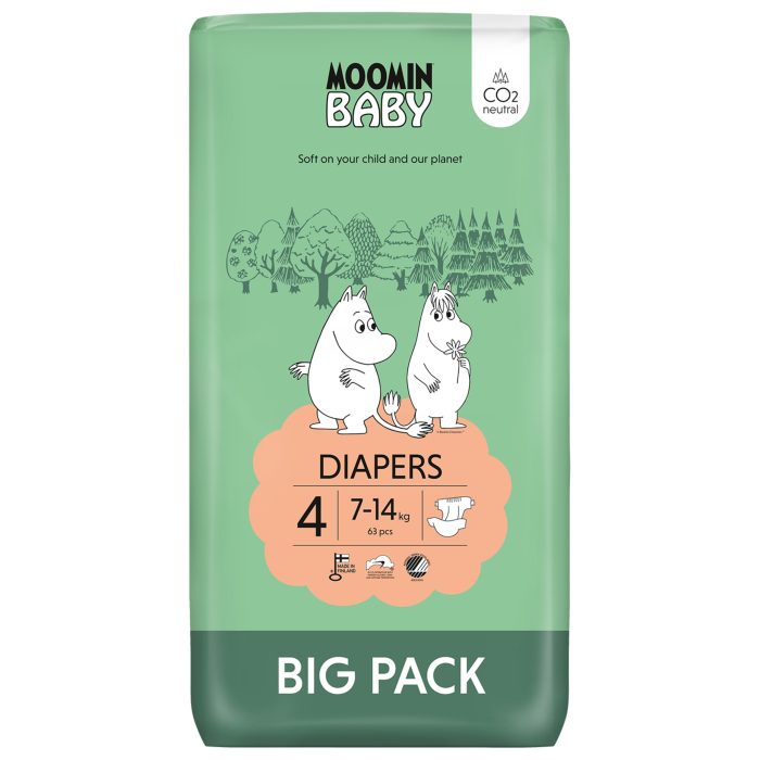 Moomin Baby pieluszki eko Diapers 4 63 szt. 7-14kg (d. Muumi)