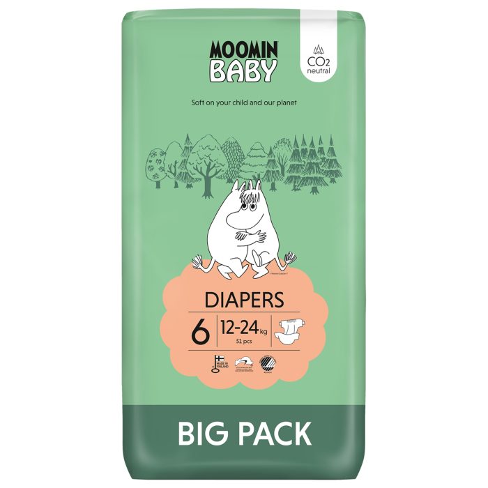 Moomin Baby pieluszki eko Diapers 6 51 szt. 12-24kg BIG PACK (d. Muumi)