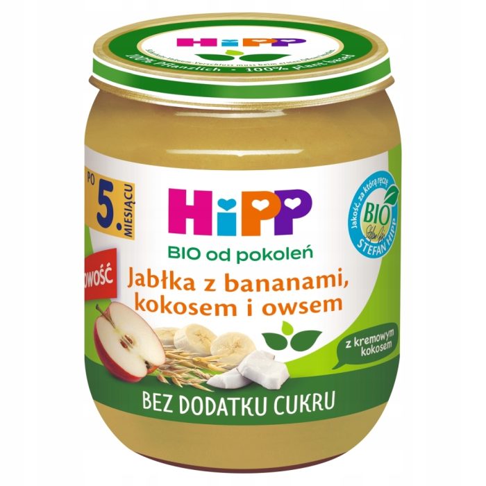HIPP Jabłka z bananem, kokosem i owsem 160g