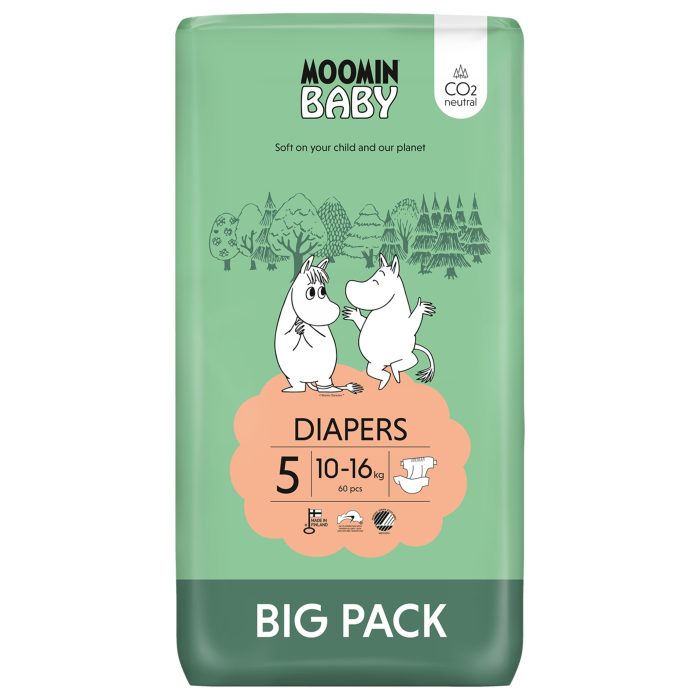 Moomin Baby pieluszki eko Diapers 5 60 szt. 10-16kg BIG PACK (d. Muumi)