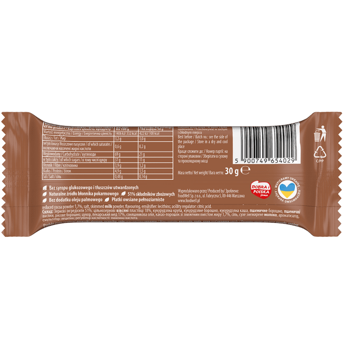 BAKALLAND Baton Zbożowy kakaowy 30g