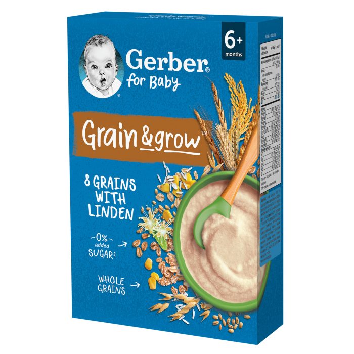 GERBER Grain& Grow Kaszka 8 Zbóż z lipą dla niemowląt po 6.miesiącu 200g